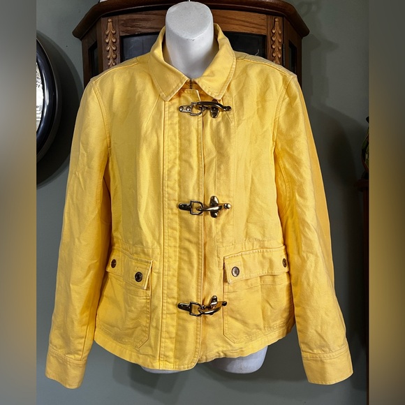 Ralph Lauren Jackets & Blazers - Lauren Jean Company Canary Yellow Linen Blend Toggle Zipper Chore Jacket Size XL
